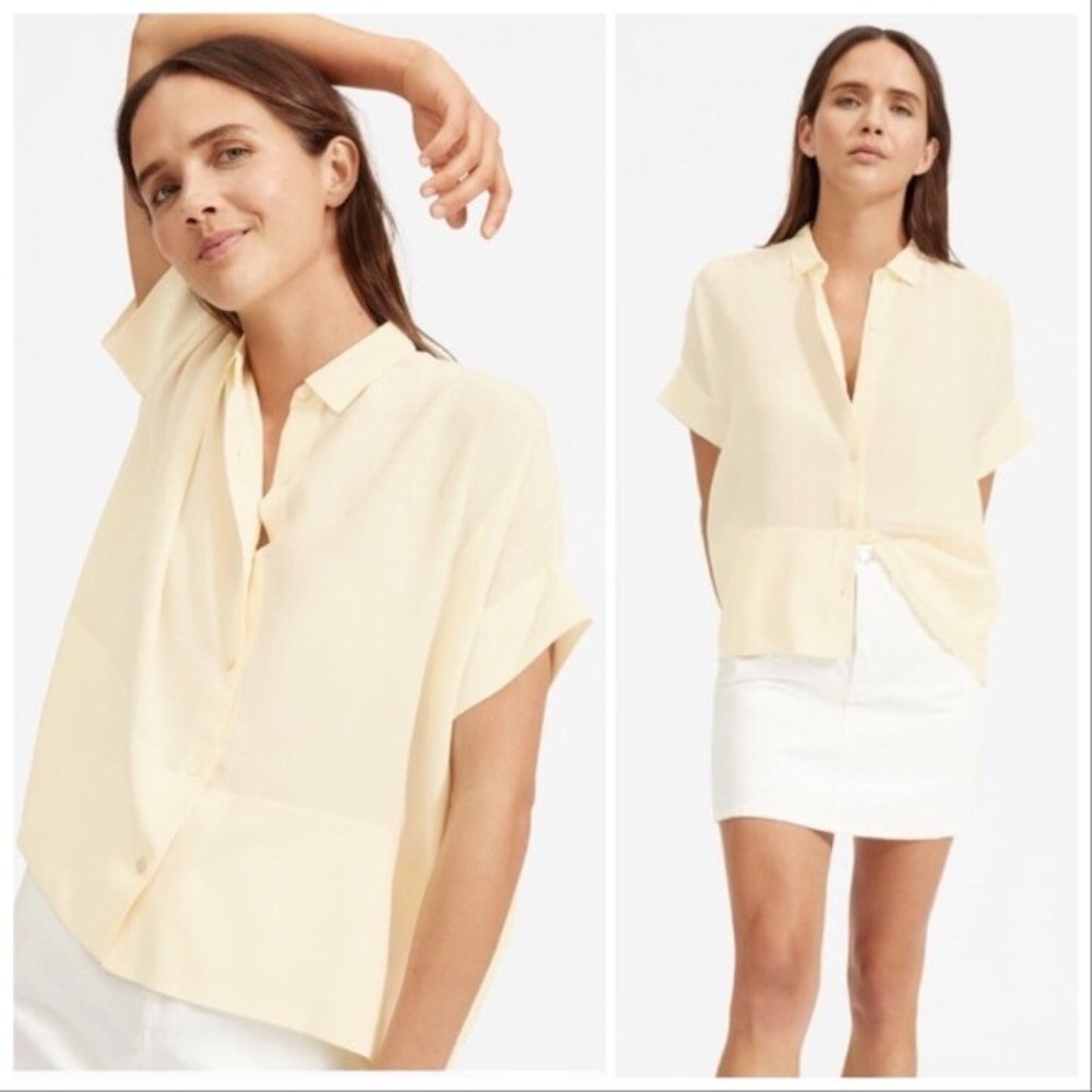 EVERLANE - Clean Silk Short Sleeve Square Shirt
